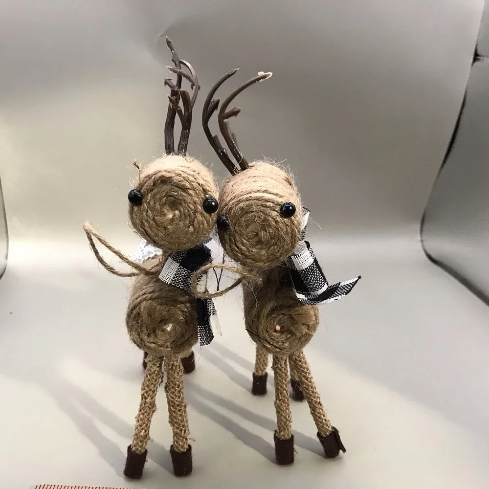 Christmas Reindeer Made Of Jute With Plaid Scarf Distributed By‎ Menards 7
